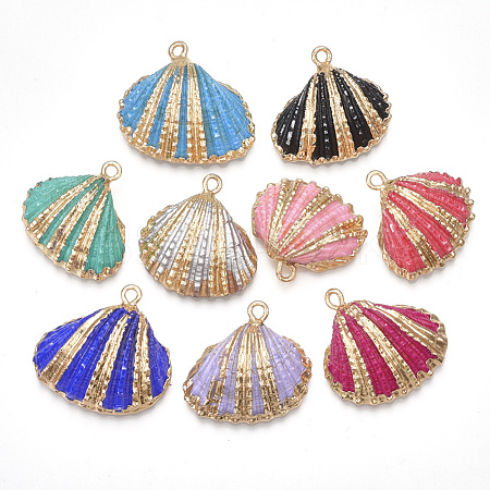 Spray Paint & Electroplate Sea Shell Pendants SSHEL-S262-09-1