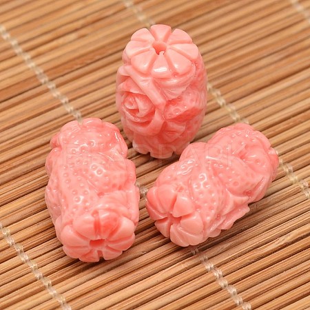 Dyed Carved Column Synthetic Coral Beads X-CORA-O004-01D-1