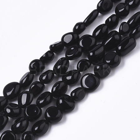 Natural Black Obsidian Beads Strands G-R465-34-1