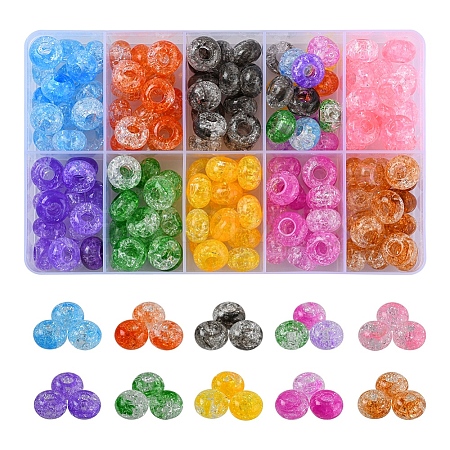 150Pcs 10 Colors Transparent Crackle Acrylic Beads MACR-YW0001-65-1