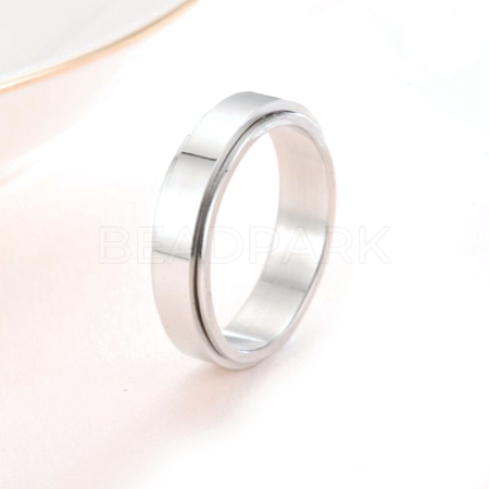 Rotating 201 Stainless Steel Finger Rings for Men Women PW-WGF9BE0-06-1