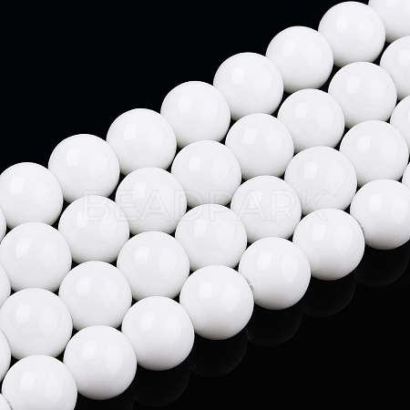 Opaque Solid Color Glass Beads Strands X-GLAA-T032-P8mm-02-1
