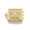 Brass Pave Clear Cubic Zirconia Box Clasps KK-G432-08G-1