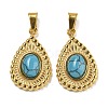 Ion Plating(IP) 304 Stainless Steel Pave Synthetic Turquoise Pendants STAS-U024-15G-04-1