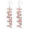 Bling Acrylic Word Happy Dangle Earrings GIPO-PW0001-017G-1