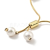 Shell Pearl Beaded Slider Bracelet with Brass Snake Chain BJEW-B066-01B-03-3