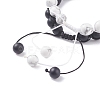 2Pcs 2 Style Round Natural Howlite & Glass Braided Bead Bracelets Set BJEW-TA00073-5