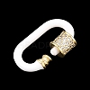 Oval Brass Micro Pave Clear Cubic Zirconia Screw Carabiner Clasps KK-B167-01A-01G-2