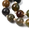 Natural Indian Agate Mala Prayer Round Beaded Wrap Necklaces with Long Tassel and Metal Tree of Life FS-WG93CBE-01-2