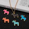 Alloy Enamel Animal Horse Pendants X-ENAM-M004-G-5