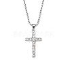 Zinc Alloy with Rhinestone Cross Pendant Necklaces NJEW-M211-07B-P-1