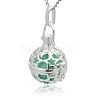 Silver Color Plated Brass Hollow Round Cage Pendants KK-J226-09S-2