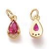 Brass Micro Pave Clear Cubic Zirconia Charms KK-F820-15-G-3