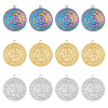 DICOSMETIC 12Pcs 3 Colors Ion Plating(IP) 304 Stainless Steel Pendants STAS-DC0013-99-1