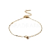 304 Stainless Steel Round Ball Tassel Dapped Chain Anklets for Women AJEW-G070-01G-2