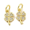 Rack Plating Brass Micro Pave Clear Cubic Zirconia Charms X-KK-Q814-08G-1