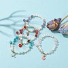 4Pcs 4 Style Grape & Apple & Peach & Starfish Alloy Enamel Charm Bracelets Set BJEW-TA00287-2