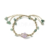 Dyed Natural Quartz Crystal & Green Aventurine Chips Braided Bead Bracelet BJEW-TA00351-2