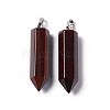 Natural Tiger Eye Double Terminated Pointed Pendants G-G926-01P-15-2