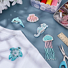 6Pcs 6 Styles Ocean Theme Seed Beads Cloth Patches PATC-WR0001-17-4