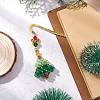 Glass Christmas Tree Charms Bookmarks AJEW-MZ00006-1