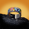 Eye Pattern Brass Micro Pave Clear Cubic Zirconia Enamel Finger Rings FS-WGB4C19-01-4