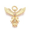 Brass Micro Pave Cubic Zirconia with Glass Pendants KK-U055-10G-01-1