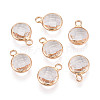 Golden Tone Brass Glass Charms GLAA-ZX008-24E-G-1