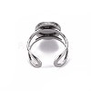 Tarnish Resistant 201 Stainless Steel Cuff Pad Ring Settings STAS-S080-040A-P-4