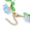 Flower Glass & Acrylic Charm Bracelets BJEW-JB10443-5