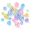 18 Style Transparent Rainbow Iridescent Acrylic Beadss Plated MACR-YW0002-09-3