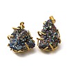 Electroplated Natural Druzy Agate Pendants G-K338-45G-06-1