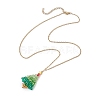 Glass Christmas Tree Pendant Necklaces NJEW-JN05078-4