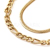 304 Stainless Steel Double Layer Figaro Chain & Herringbone Chain Necklaces for Women NJEW-G140-16C-G-2