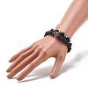 Natural Lava Rock & Non-magnetic Synthetic Hematite Round Beads Energy Power Stretch Bracelets Sett BJEW-JB07051-02-3