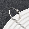 Rectangle Brass with Glass Cuff Rings for Women RJEW-Z111-05P-07-1