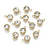 PVD Vacuum Plating 201 Stainless Steel Rhinestone Charms STAS-S068-04G-2