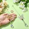 2Pcs 2 Colors 201 Stainless Steel Butterfly Shape & Rainbow Crystal Glass Hanging Suncatcher HJEW-TA00445-6