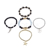 5Pcs 5 Style Natural Lava Rock & Natural Quartz & Synthetic Hematite Stretch Bracelets Set BJEW-JB08739-7