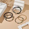 5Pcs 5 Style Natural Mixed Gemstone Beaded Stretch Bracelets Set BJEW-JB09002-6