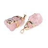 Raw Rough Natural Rose Quartz Pendants G-T138-175D-2