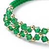 Glass Braided Flower Link Bracelet for Women BJEW-TA00130-01-4