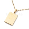 304 Stainless Steel Rectangle Pendant Necklace with Box Chains for Women NJEW-I123-02A-3