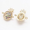 Brass Micro Pave Cubic Zirconia Links ZIRC-G111-07G-2