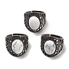 Natural Howlite Oval Adjustable Rings RJEW-K271-06R-25-1
