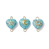 Mixed Gemstone Heart Links Connector Charms with Golden Tone Sun Moon Star Metal Slices PALLOY-JF02762-3