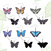 ANATTASOUL 6 Pairs 6 Style Acrylic Butterfly Dangle Earrings EJEW-AN0001-07-3