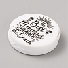 Flat Round with Word Food Grade Eco-Friendly Printed Silicone Focal Beads LS-SIL-SZC0008-07A-2