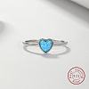 Light Sky Blue Synthetic Opal Heart Finger Ring FM4105-2-3