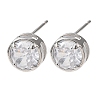 Brass Micro Pave Clear Cubic Zirconia Stud Earrings EJEW-C174-02H-P-4